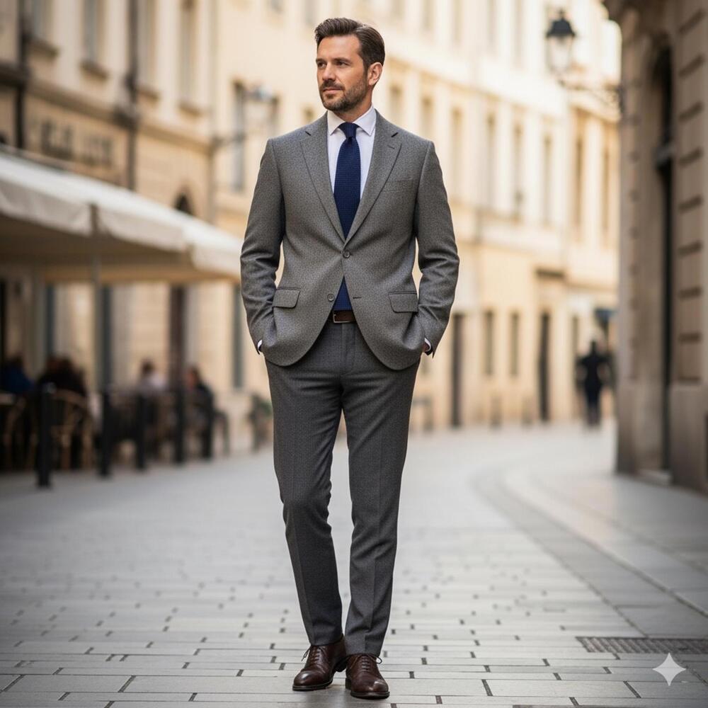 Men's Jos A Bank Brown/Grey Wool Blend Herringbone micro velour Blazer‎ Jacket